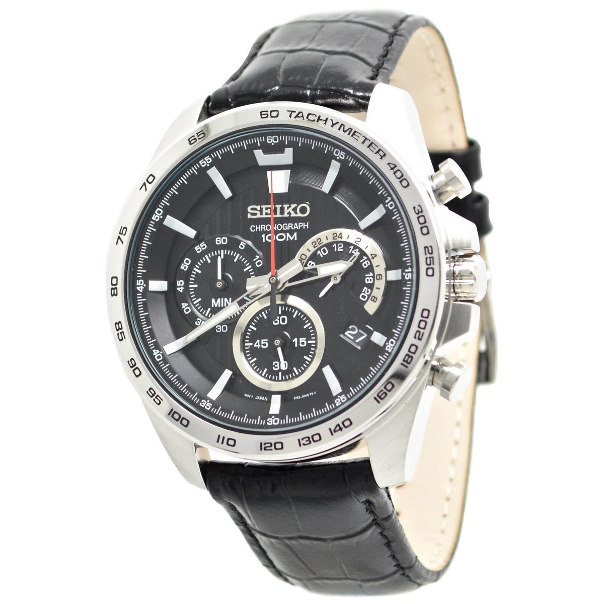 Seiko Men&#39;s SSB305 Chronograph Chronograph Black Leather Watch