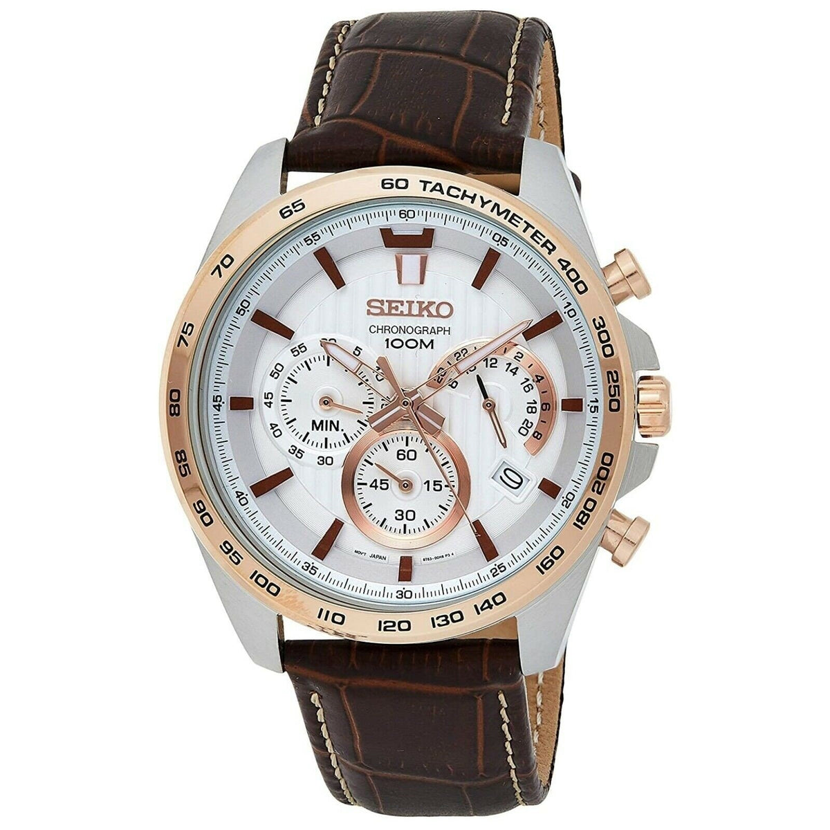 Seiko Men's SSB306 Chronograph Chronograph Brown Leather Watch