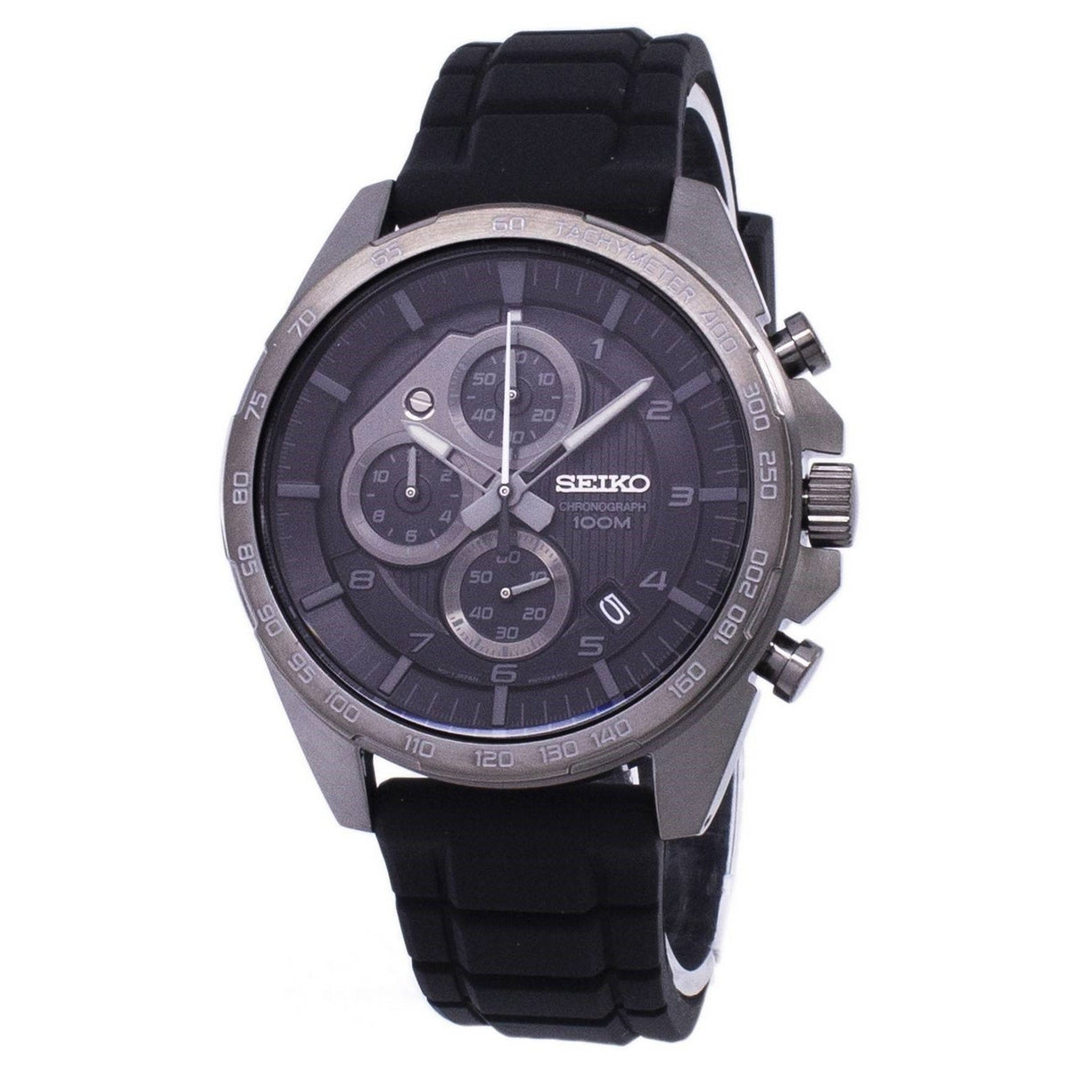 Seiko Men's SSB327 Motorsport  Chronograph Black Silicone Watch
