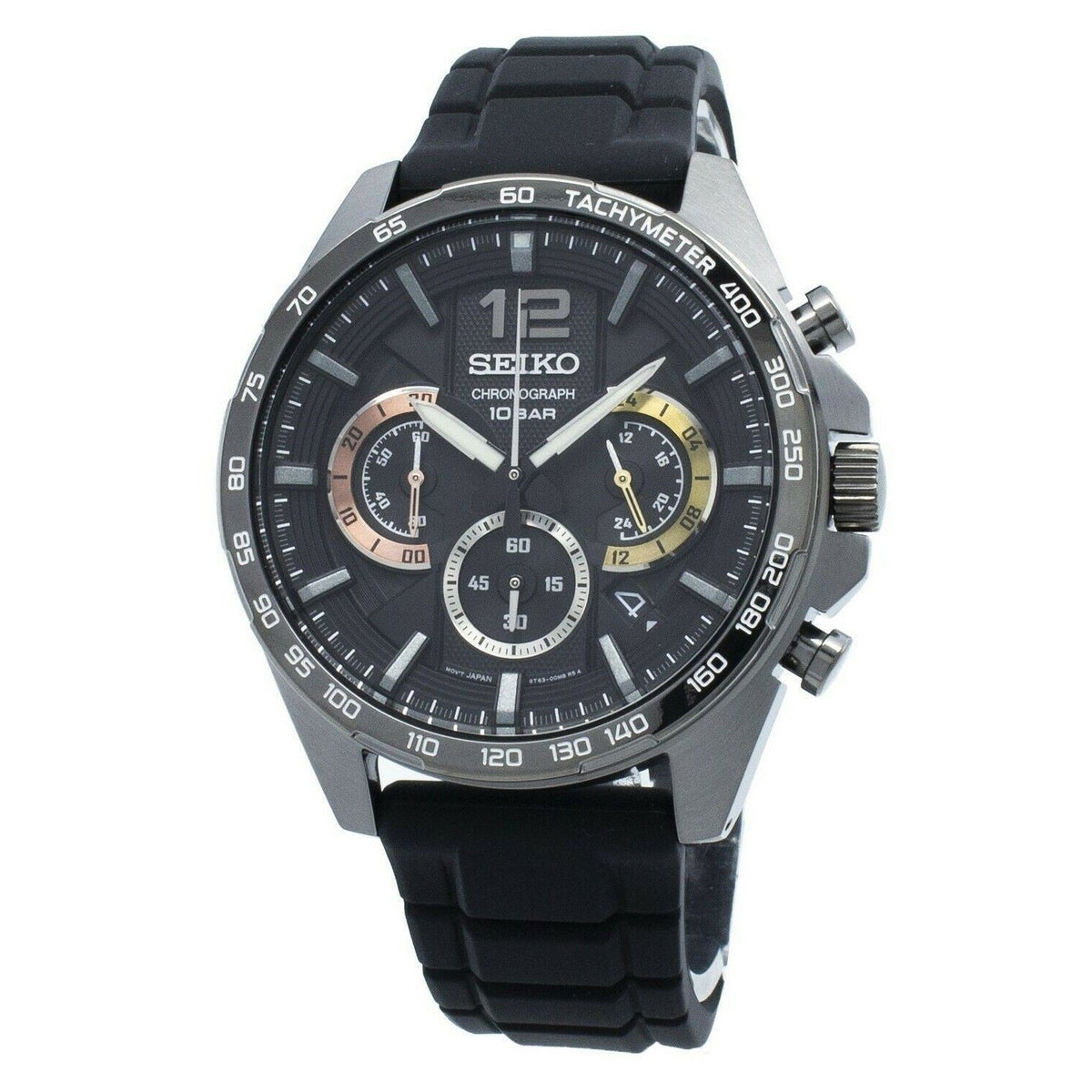 Seiko Men's SSB349 Sports Chronograph Black Silicone Watch