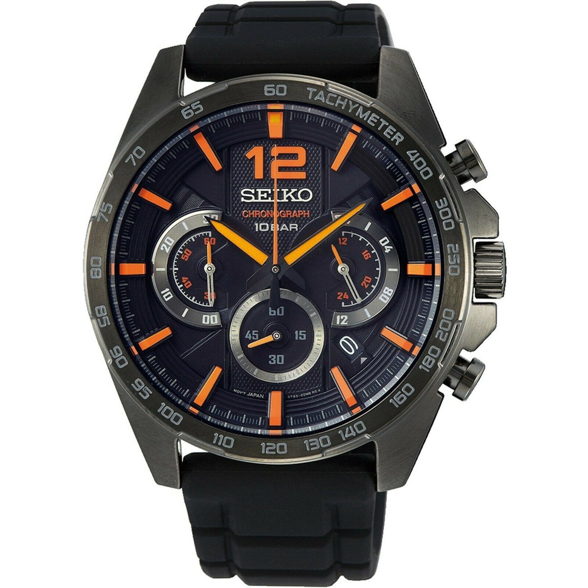 Seiko Men&#39;s SSB351 Neo Sports Chronograph Black Silicone Watch