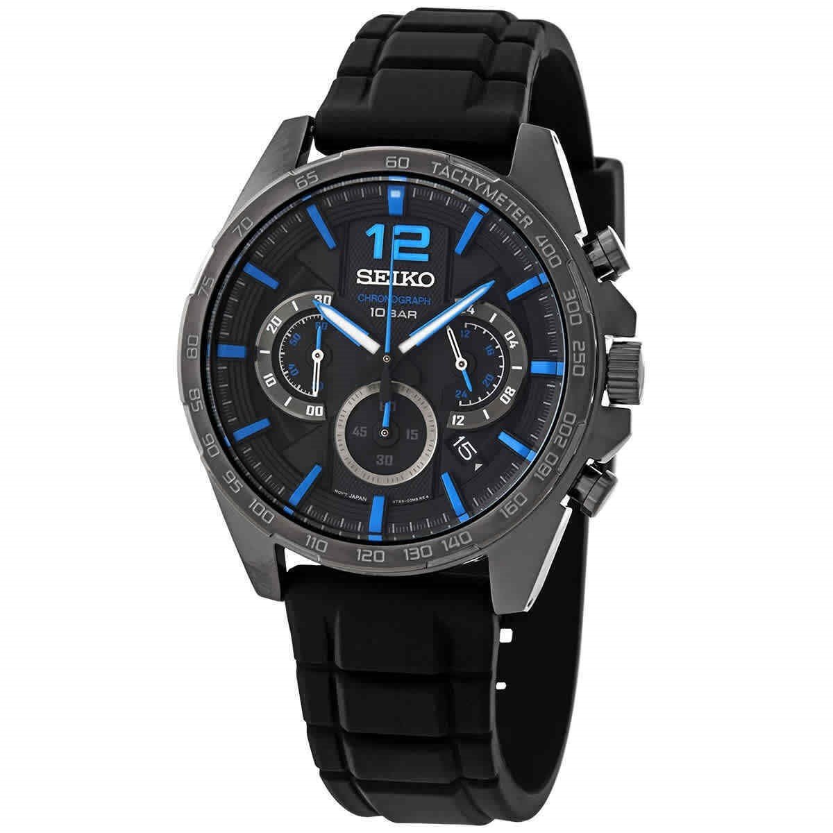 Seiko Men's SSB353 Neo Sports Chronograph Black Silicone Watch