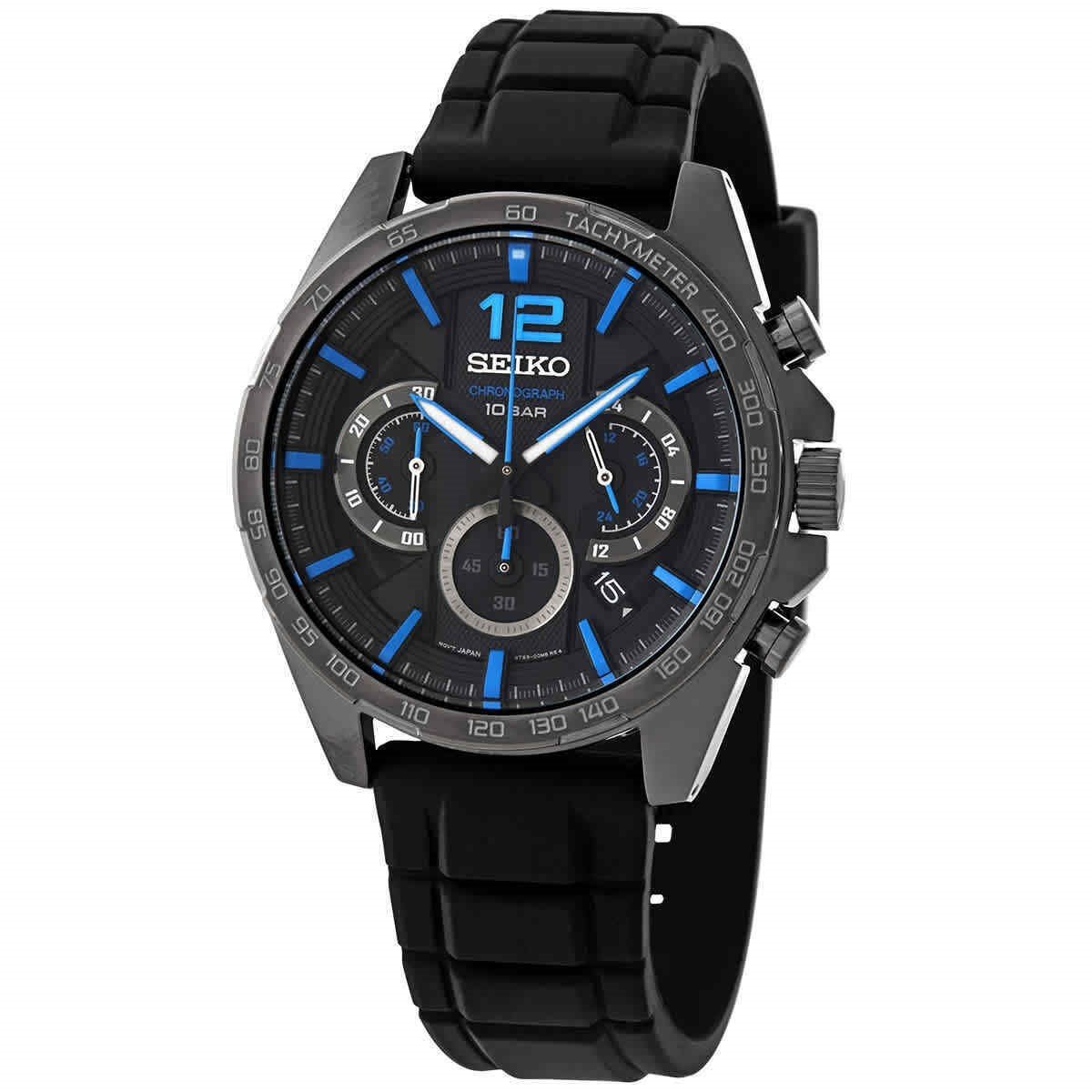 Seiko Men&#39;s SSB353 Neo Sports Chronograph Black Silicone Watch
