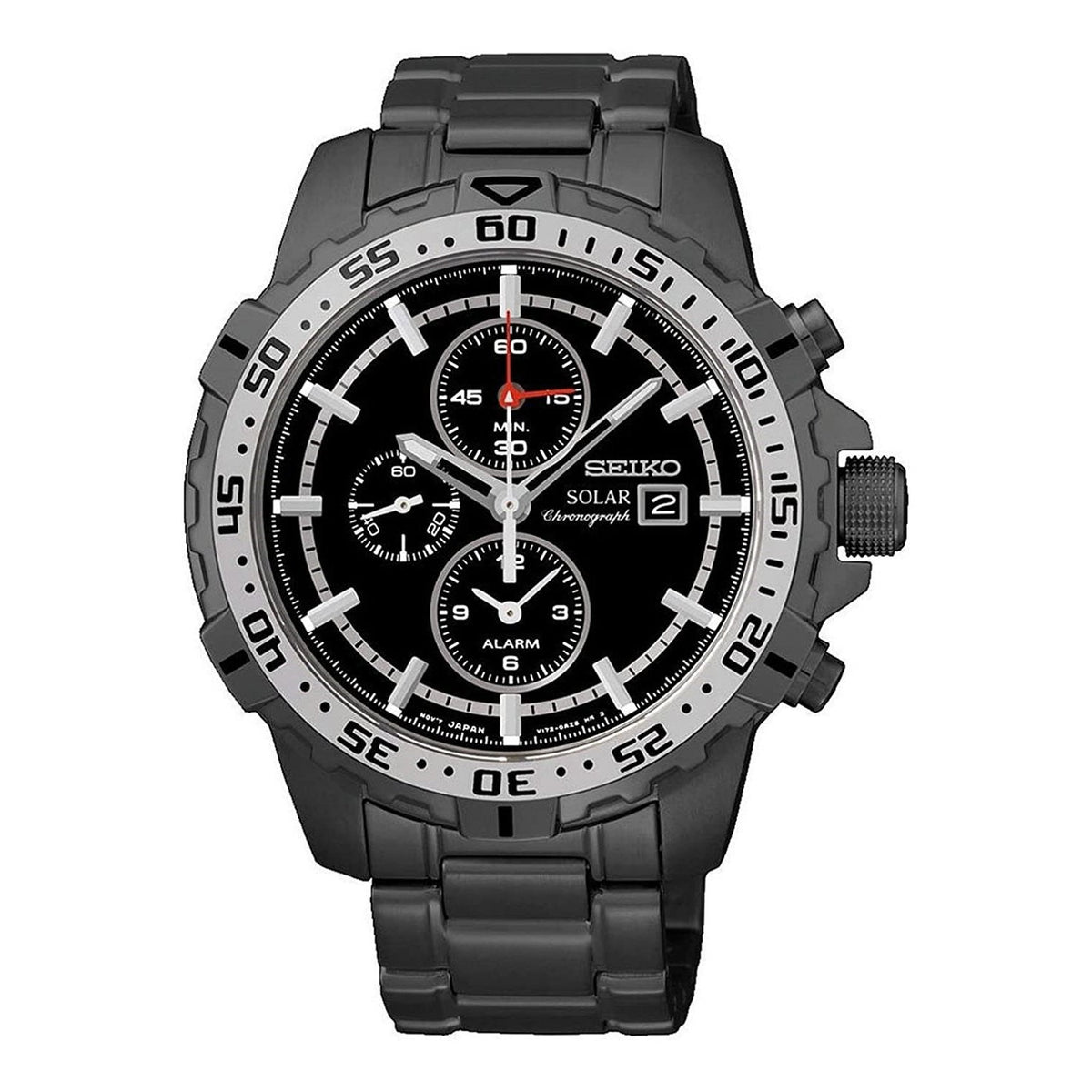 Seiko Men's SSC301 Solar Chronograph Chronograph Black Stainless Steel Watch