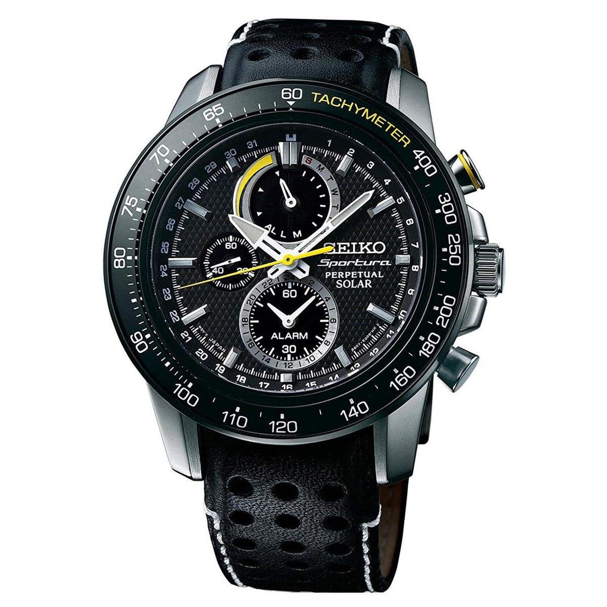 Seiko Men's SSC361 Sportura Chronograph Black Leather Watch