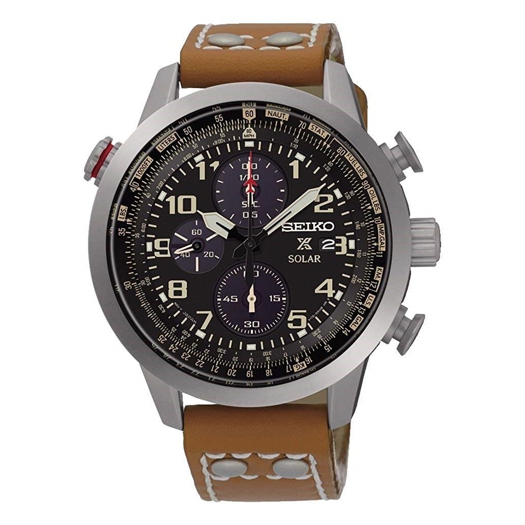 Seiko Men's SSC421 Prospex Chronograph Brown Leather Watch