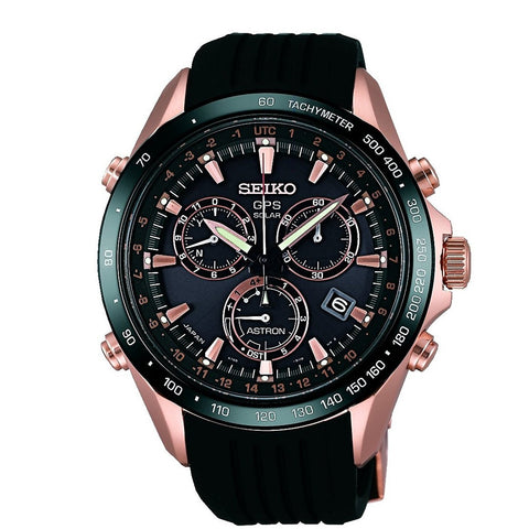 Seiko Men's SSE022 Astron GPS Solar Novak Djokovic Limited Edition Chronograph Black Silicone Watch