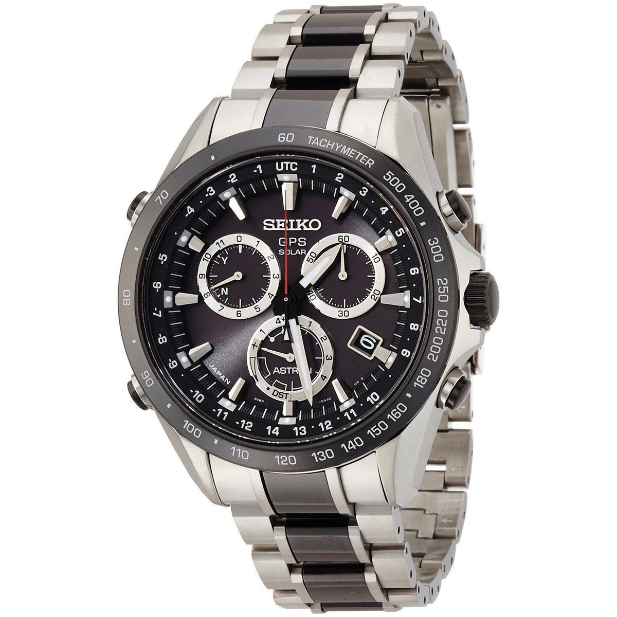 Seiko Men&#39;s SSE029 Astron GPS Solar Chronograph World Time Two-Tone Stainless steel and Ceramic Watch