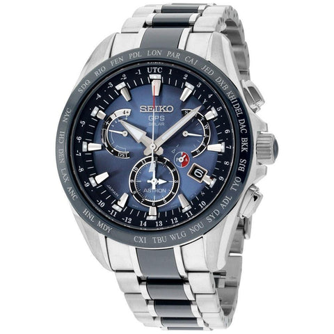Seiko Men's SSE043 Astron GPS Solar Chronograph Two-Tone Titanium and Ceramic Watch