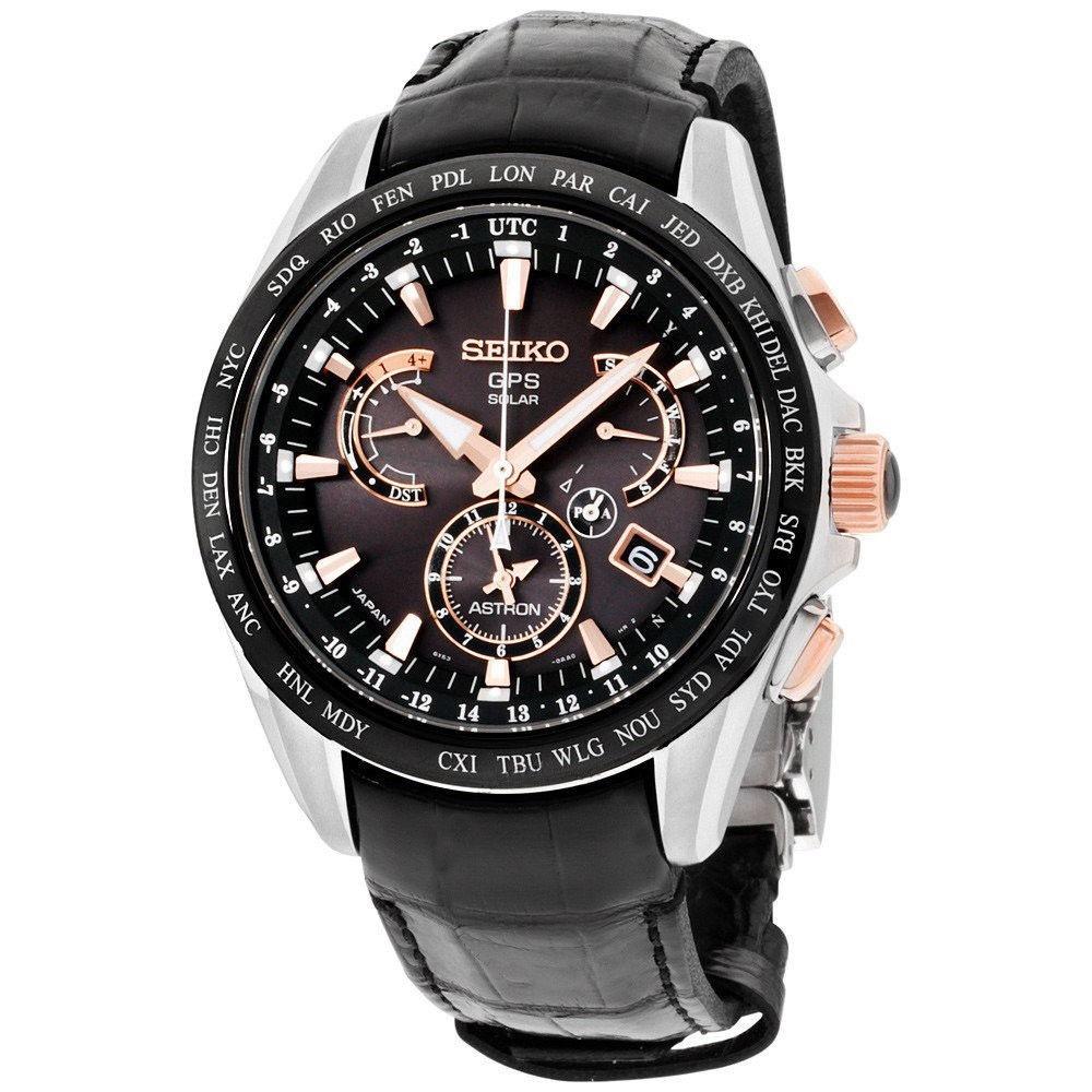 Seiko Men's SSE061 Astron GPS Solar Chronograph World Time Black