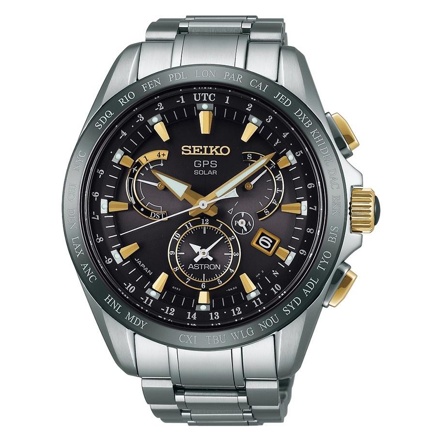 Seiko Men&#39;s SSE073 Astron GPS Solar Chronograph World Time Titanium Watch