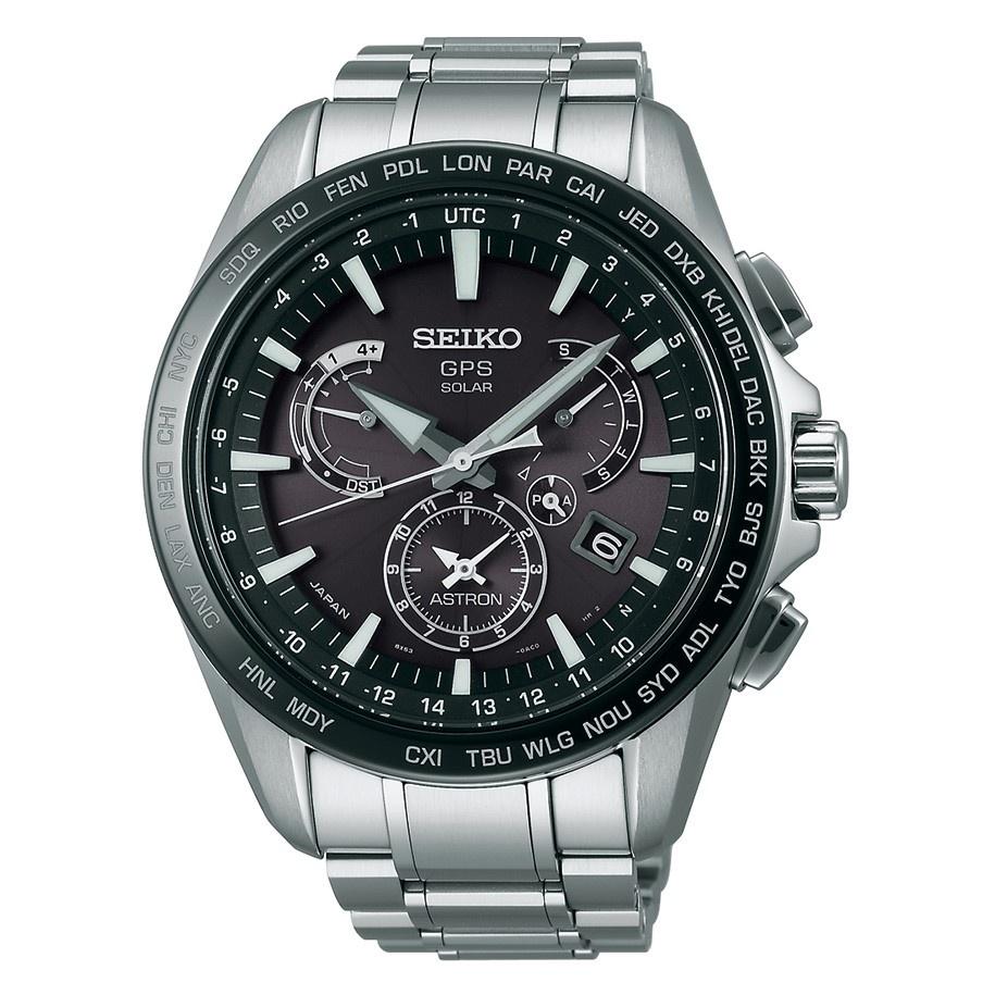 Seiko Men&#39;s SSE077 Astron GPS Solar Chronograph World Time Stainless Steel Watch