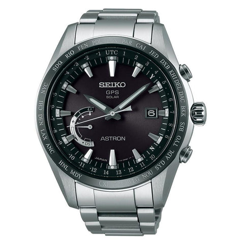 Seiko Men's SSE085 Astron GPS Solar World Time Titanium Watch