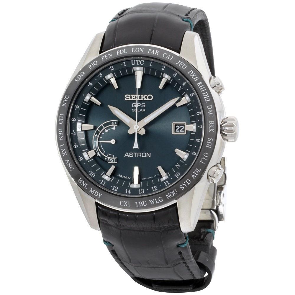 Seiko Men&#39;s SSE115 Astron GPS Solar World Time Black Titanium Watch