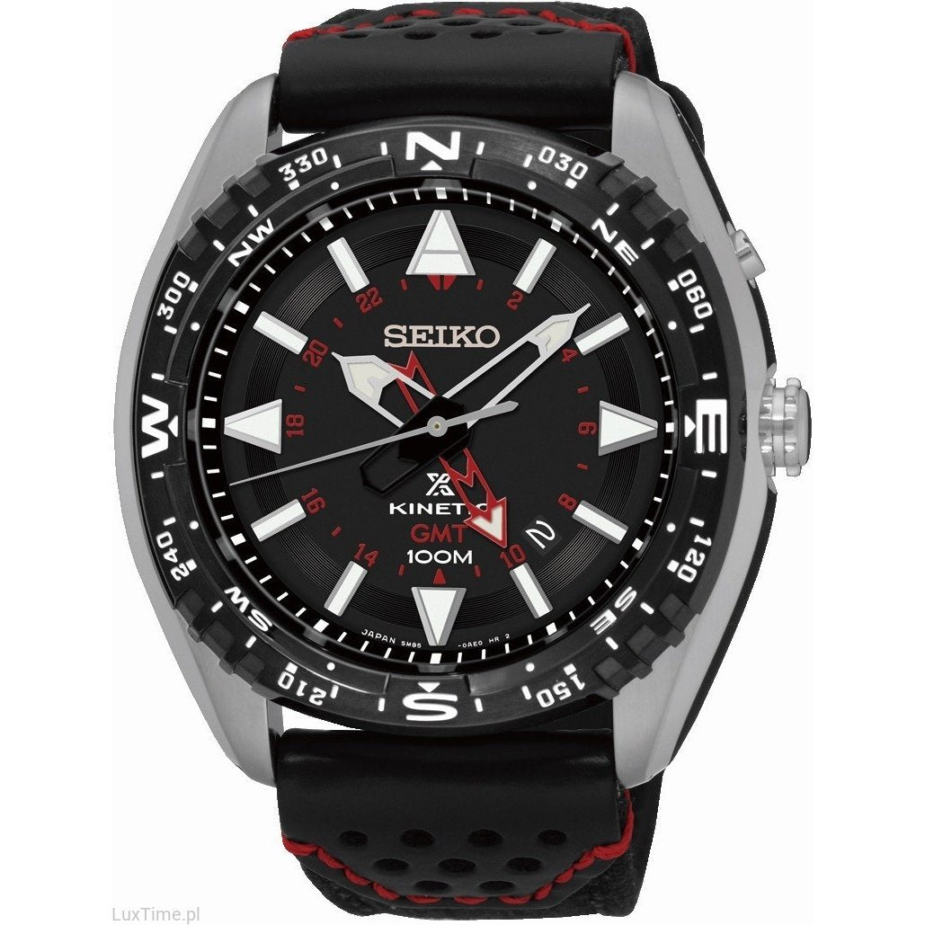 Seiko Men&#39;s SUN049P2 Prospex GMT Kinetic Brown Nylon and Leather Watch