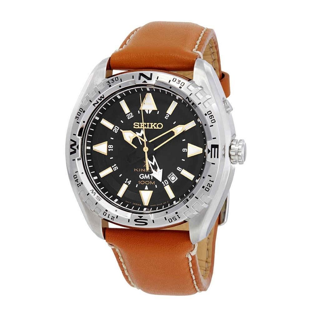 Seiko Men's SUN055 Prospex Kinetic GMT Brown Leather Watch