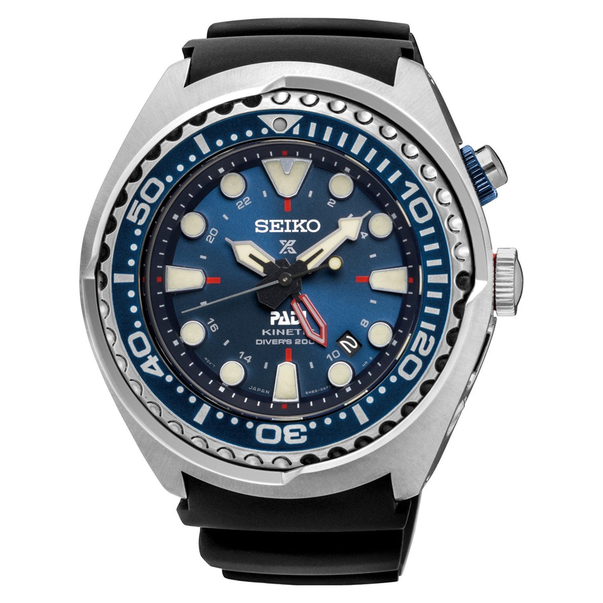 Seiko Men&#39;s SUN065 Padi Kinetic Black Silicone Watch