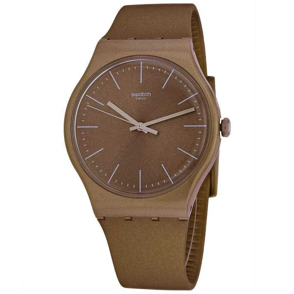 Swatch Men&#39;s SUOM111 Powderbayang  Brown Silicone Watch