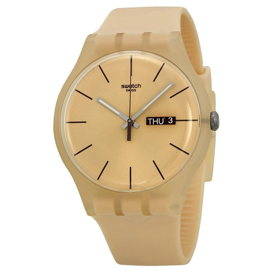 Swatch Unisex SUOT700 Rose Rebel Rose-Tone Silicone Watch
