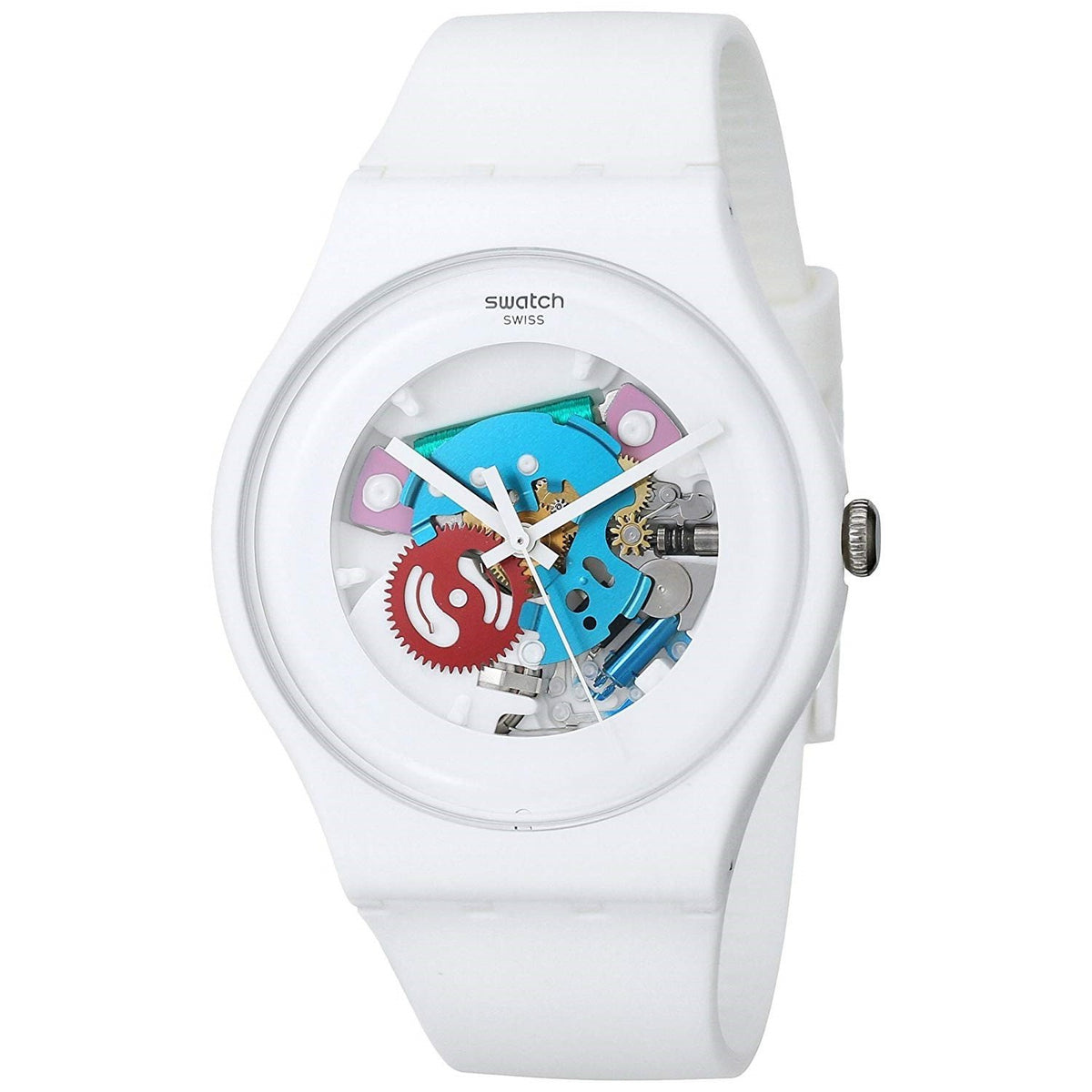 Swatch Unisex SUOW100 White Lacquered White Silicone Watch