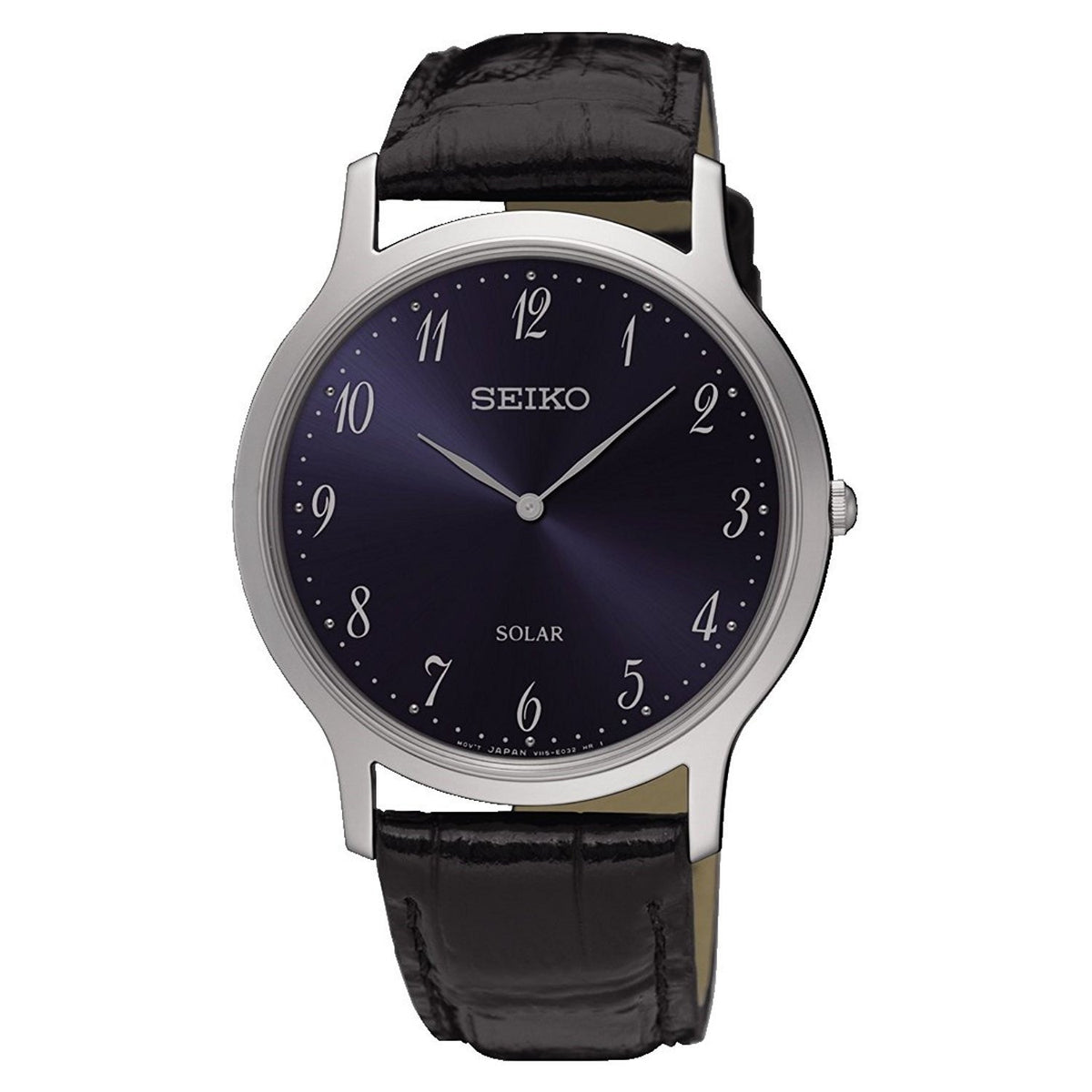 Seiko Men&#39;s SUP861 Solar Black Leather Watch