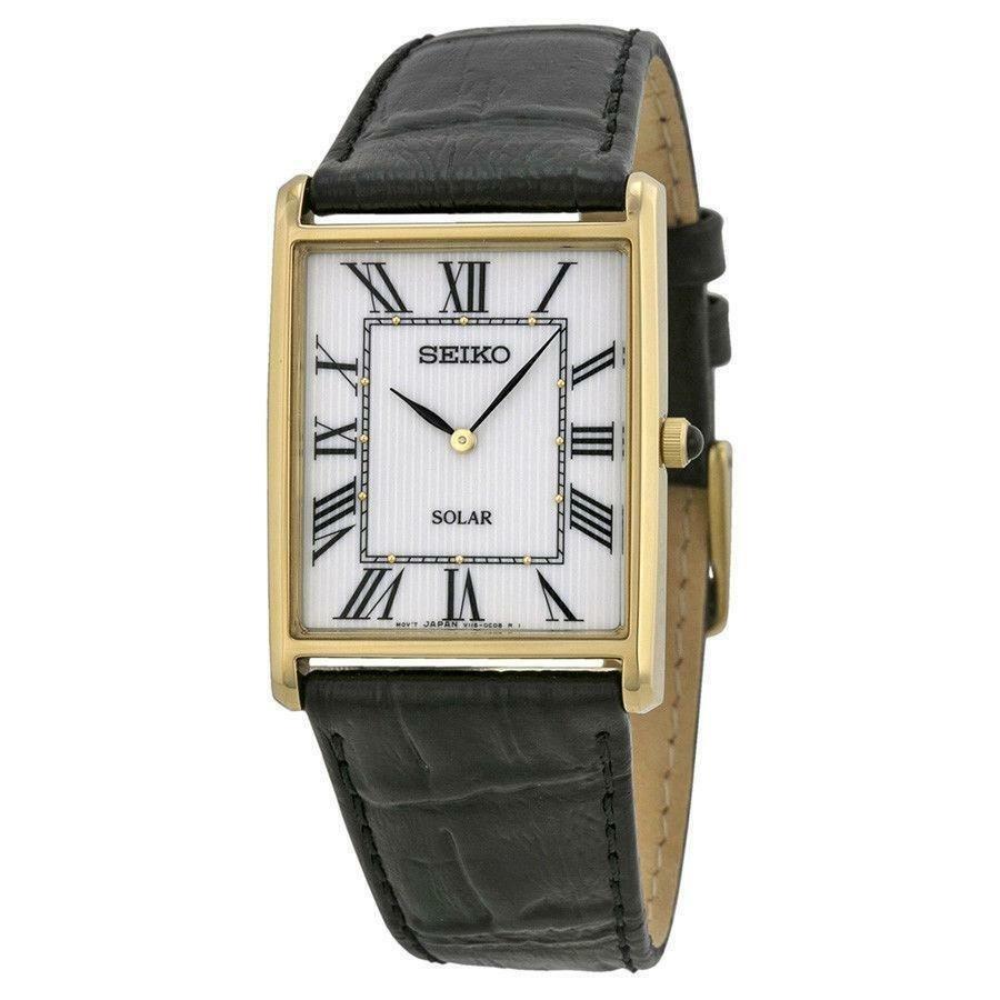 Seiko Men&#39;s SUP880 Solar Black Leather Watch