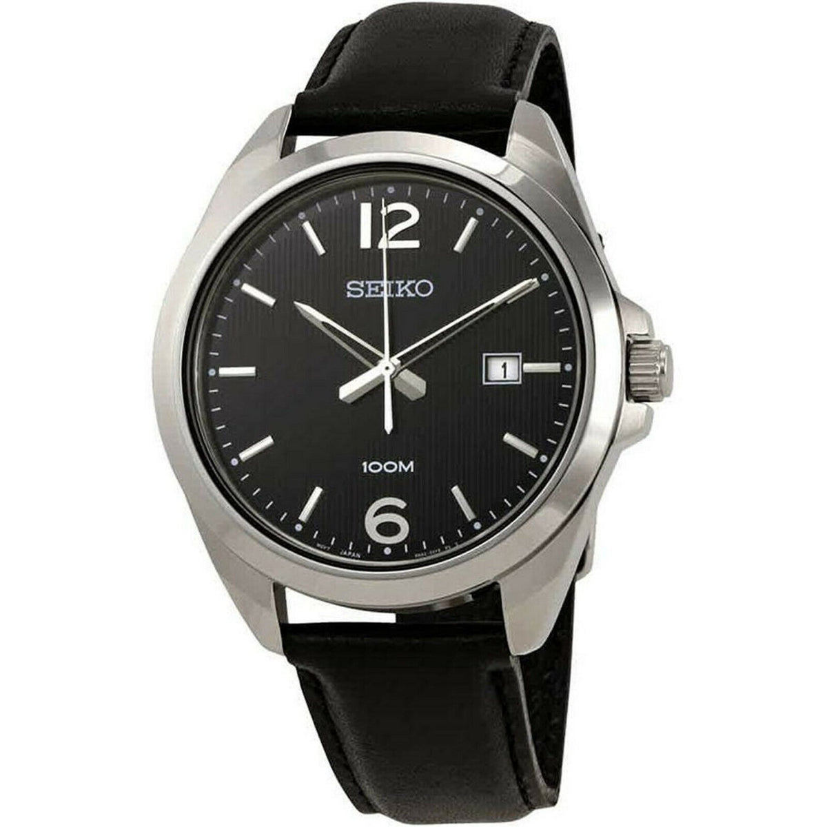Seiko Men's SUR215 Neo Classic Black Leather Watch