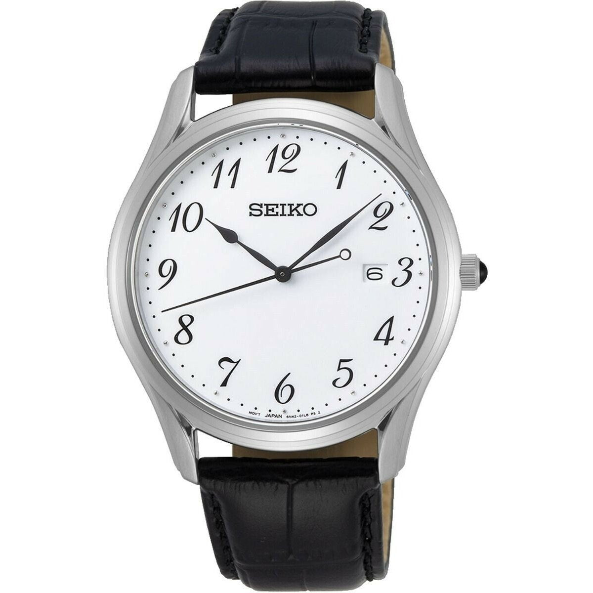 Seiko Men&#39;s SUR303 Classic Black Leather Watch