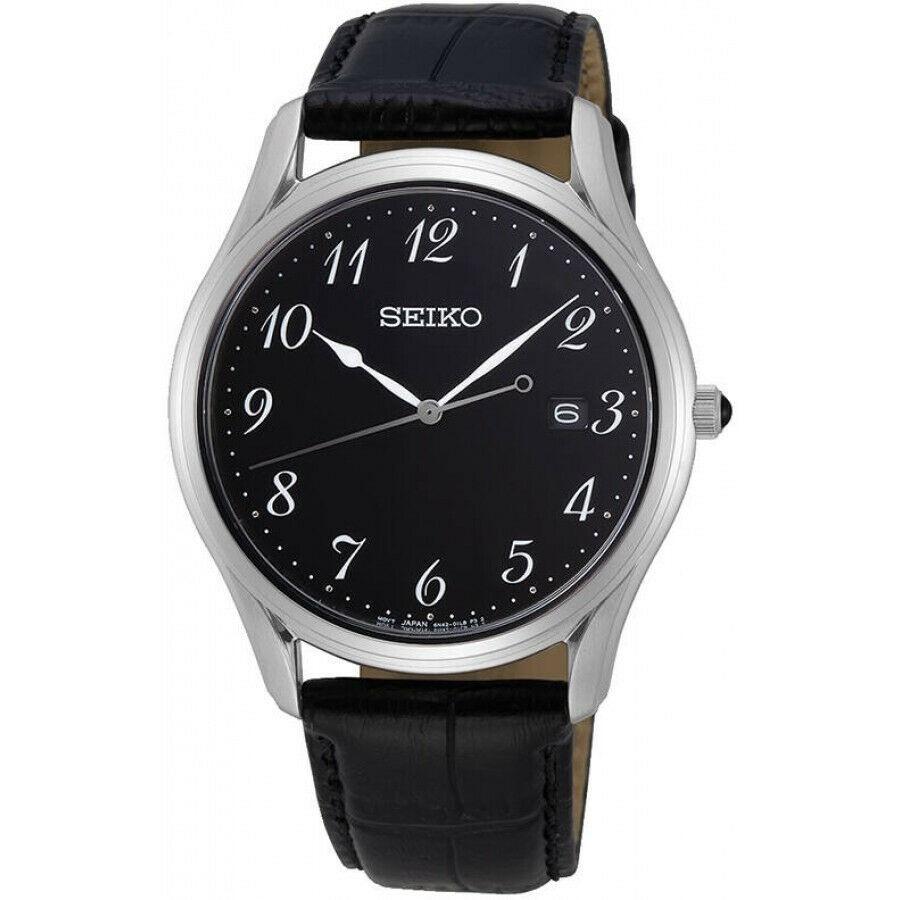 Seiko Men's SUR305 Neo Classic Black Leather Watch