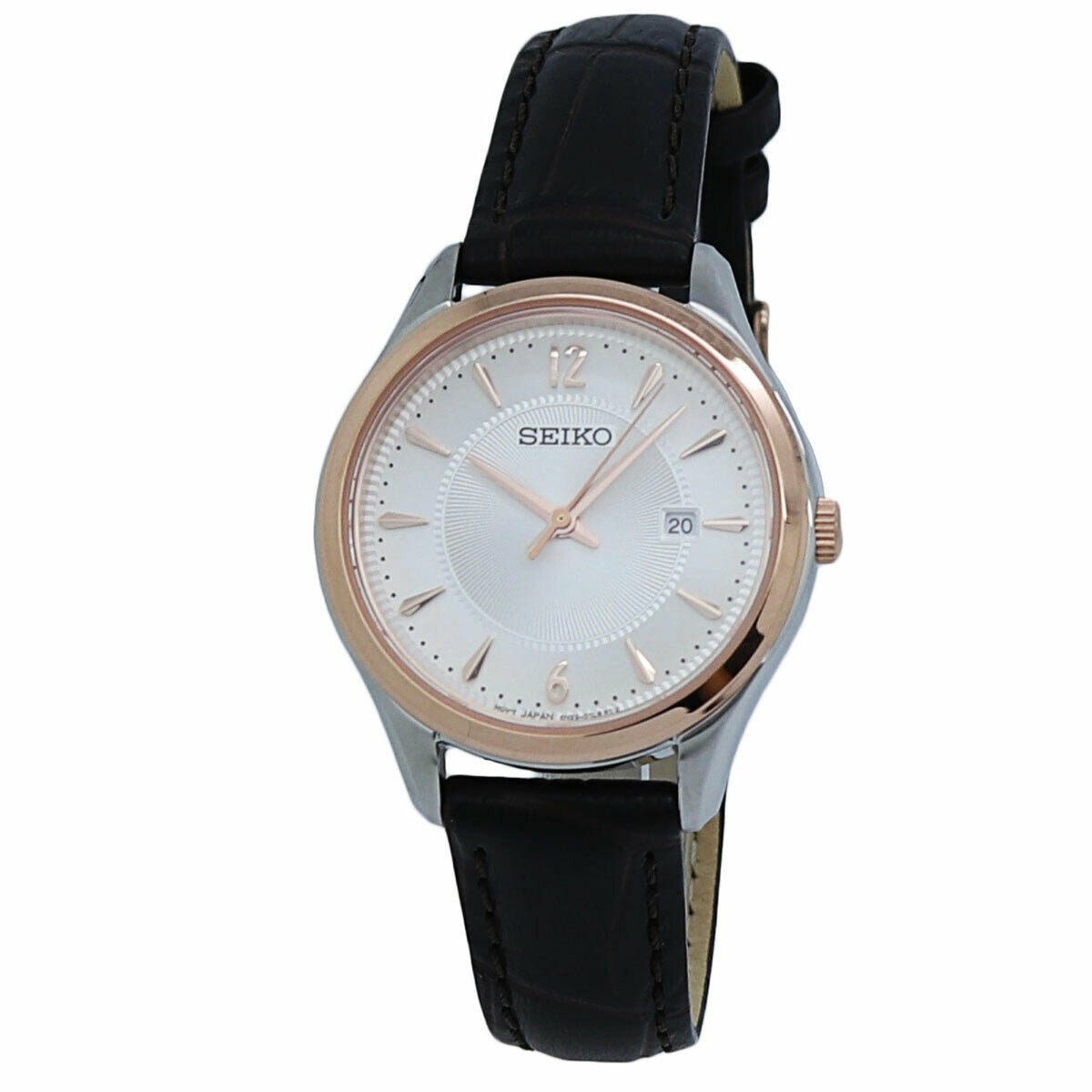 Seiko Women's SUR428 Noble Black Leather Watch