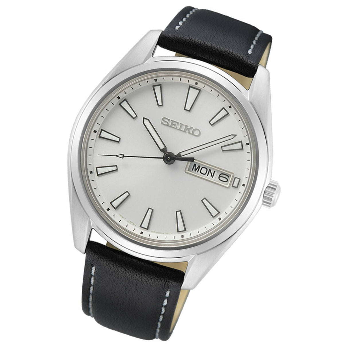 Seiko Men&#39;s SUR447 Black Leather Watch