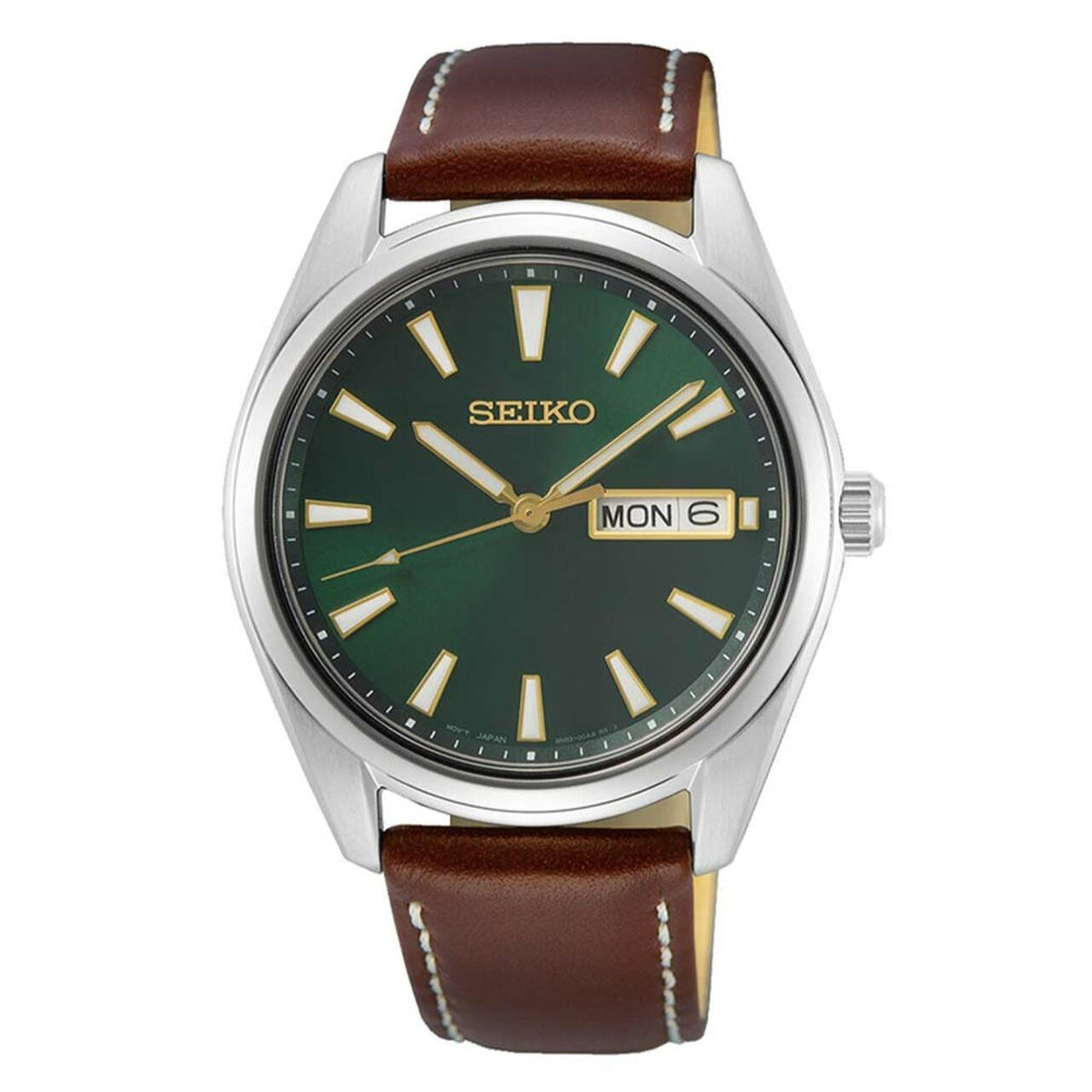 Seiko Men&#39;s SUR449 Brown Leather Watch
