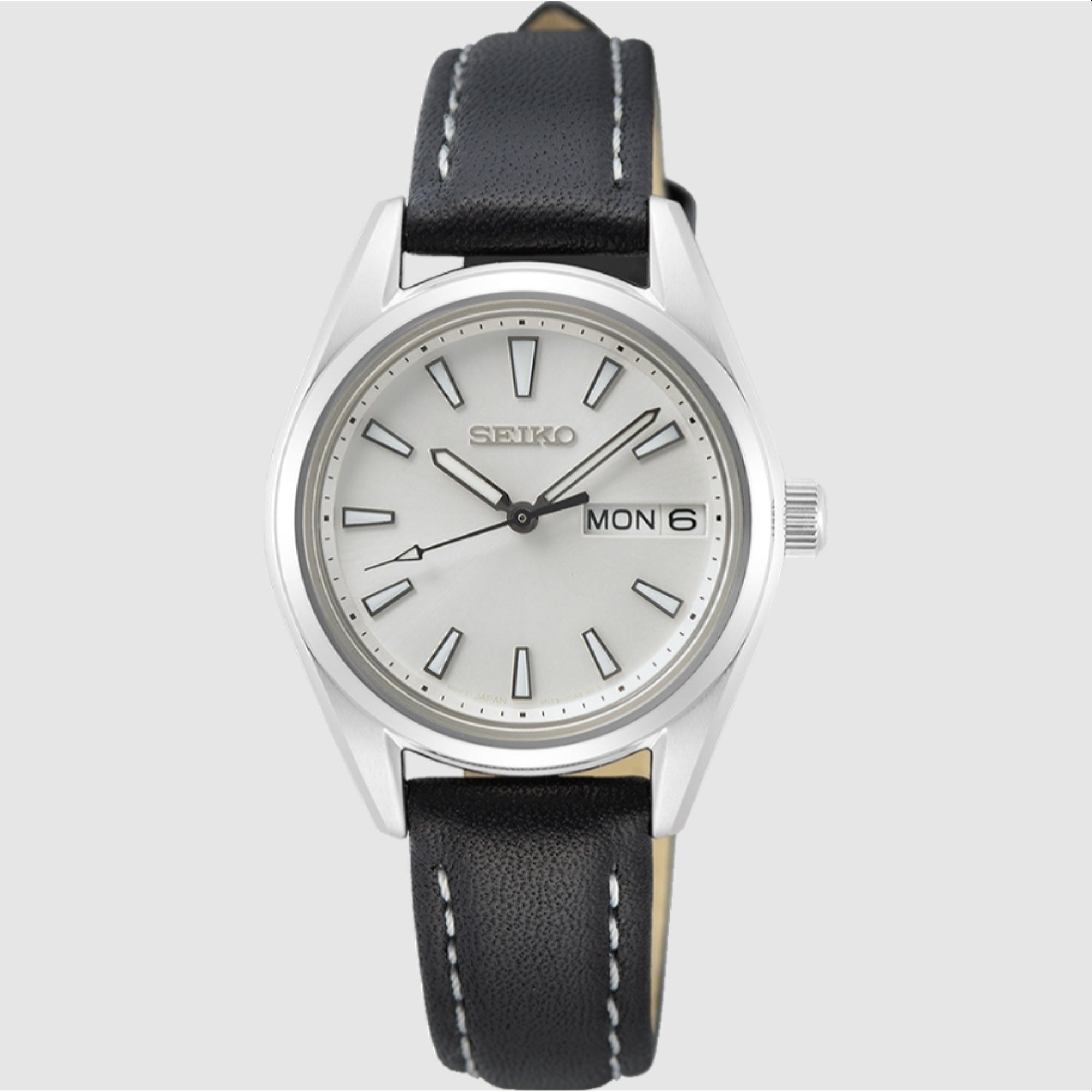 En effektiv etikette stadig Seiko Women's SUR455 Black Leather Watch - Bezali