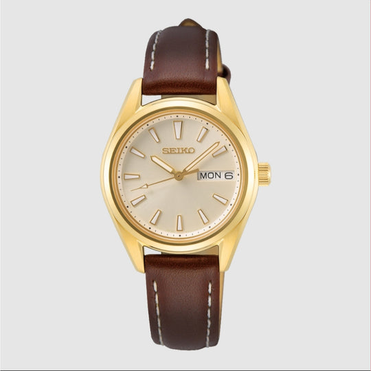 Seiko Women's SUR456 Brown Leather Watch