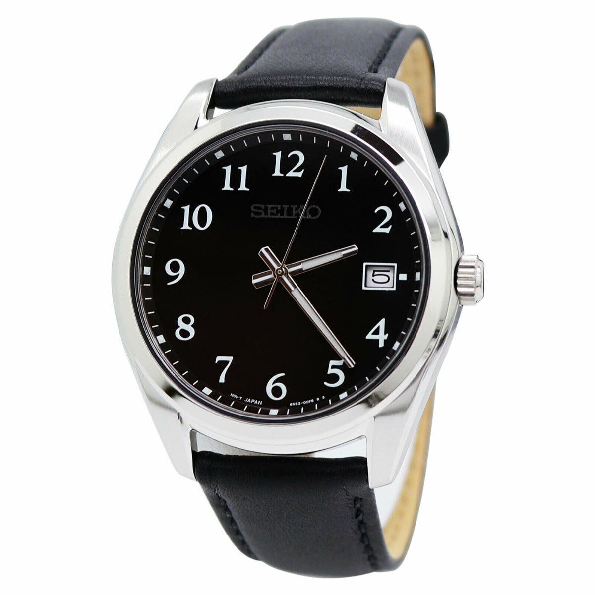 Seiko Men&#39;s SUR461 Black Leather Watch