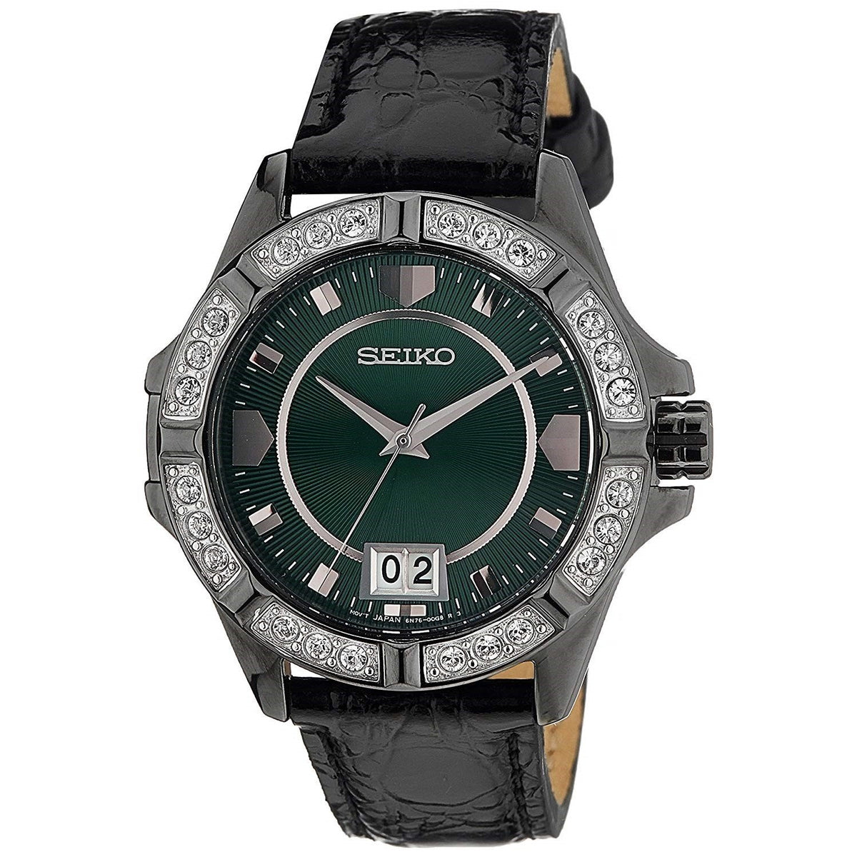 Seiko Men's SUR805 Conceptual Black Leather Watch