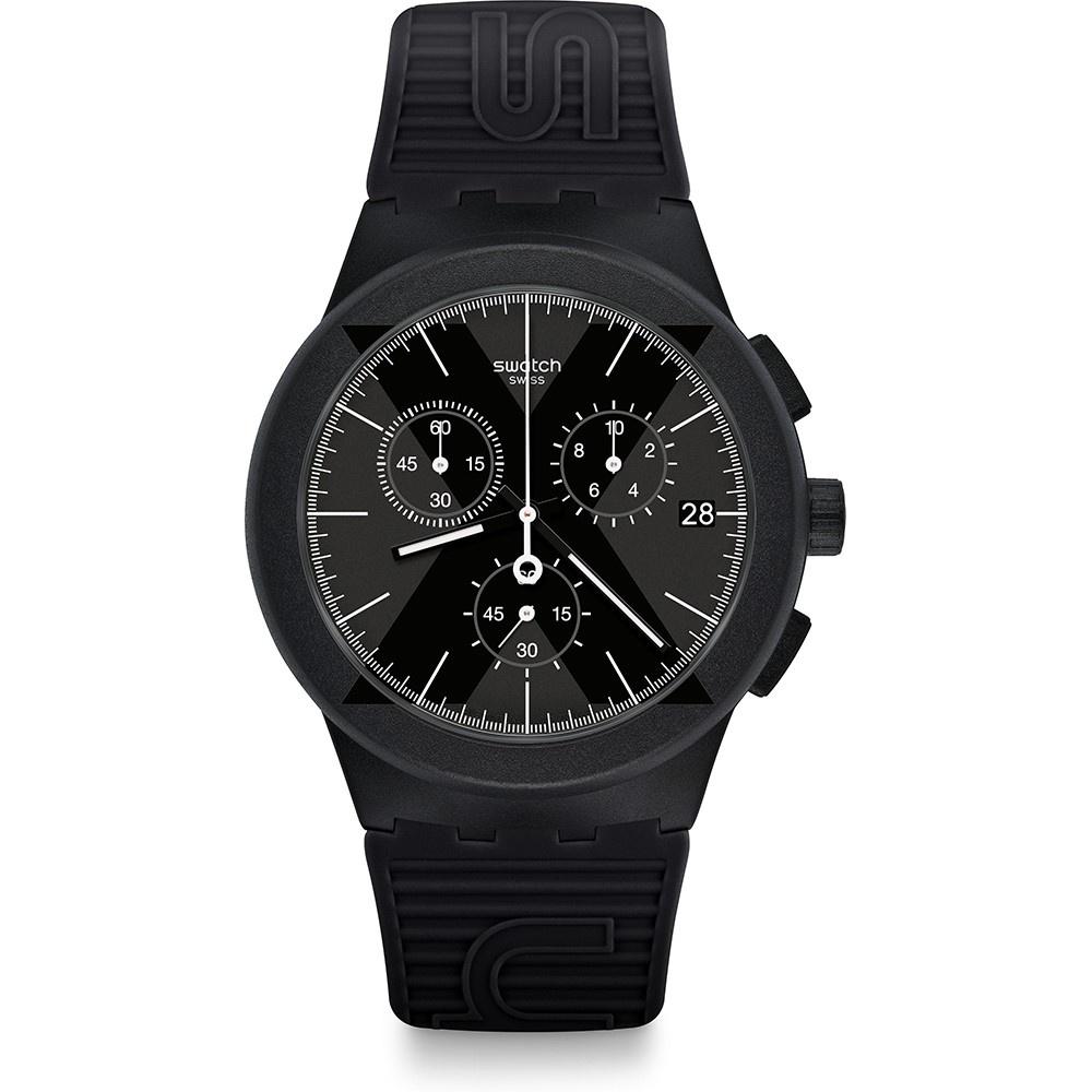 Swatch Men&#39;s SUSB413 X-District Chronograph Black Silicone Watch