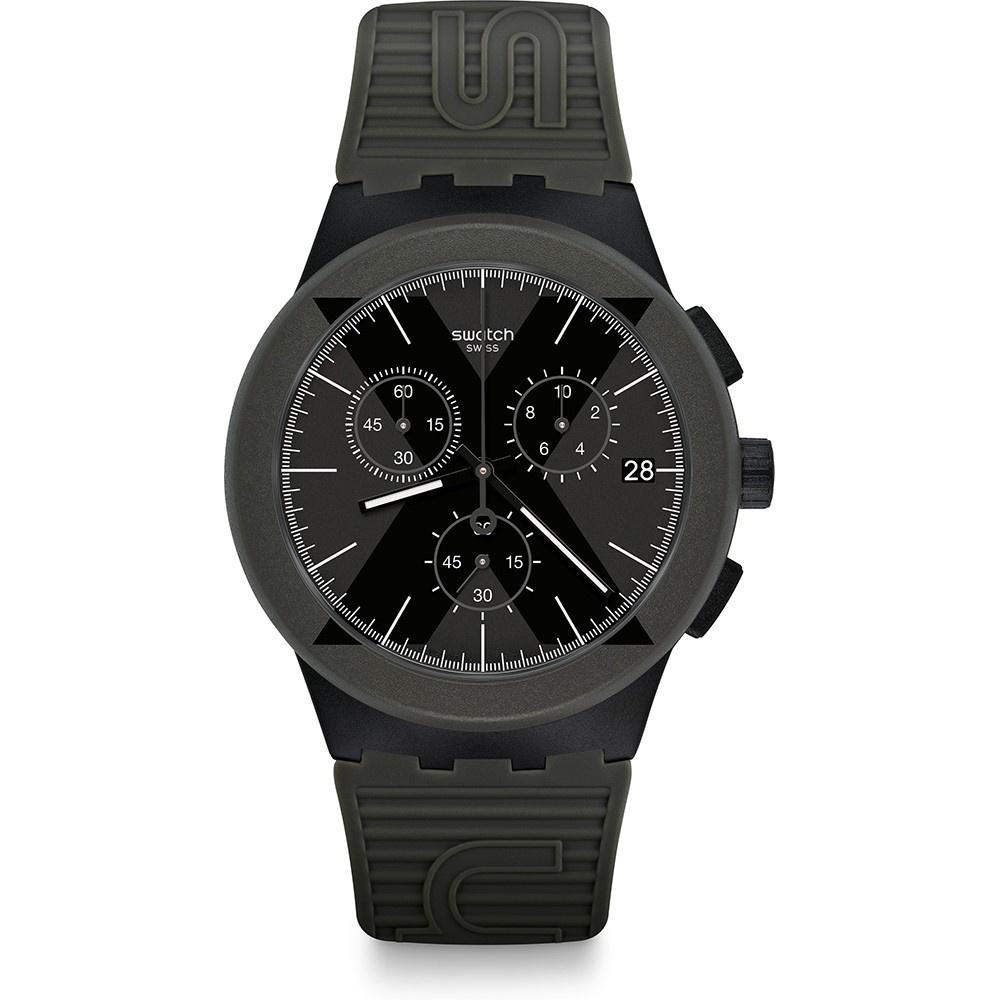 Swatch Men's SUSB414 X-District Chronograph Green Silicone Watch