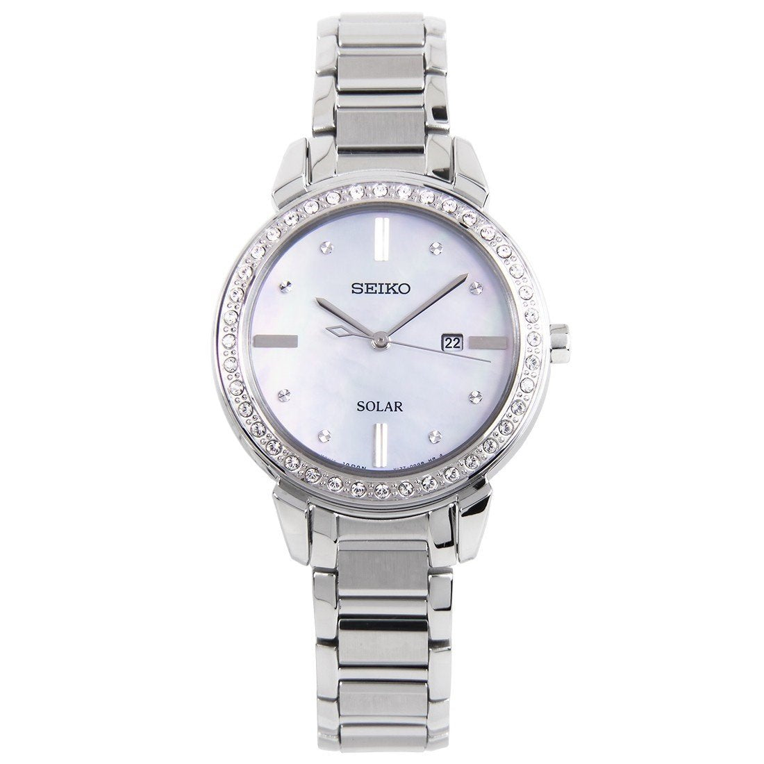 Seiko Women&#39;s SUT327 Solar Crystal Stainless Steel Watch