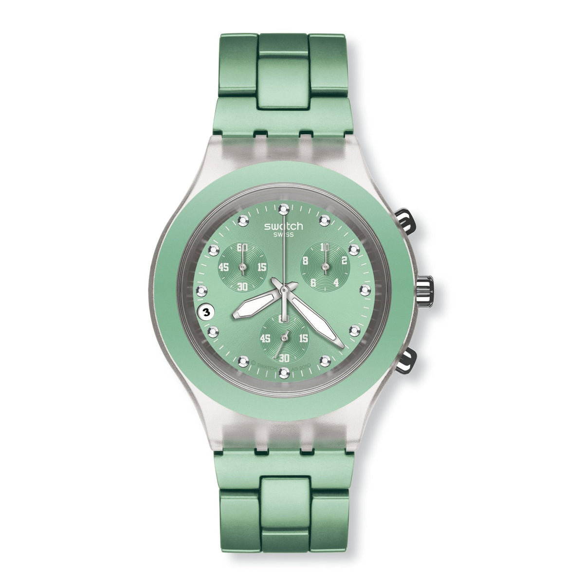 Swatch Men&#39;s SVCK4056AG Irony Full-Blooded Mint Chronograph Green Plastic Watch