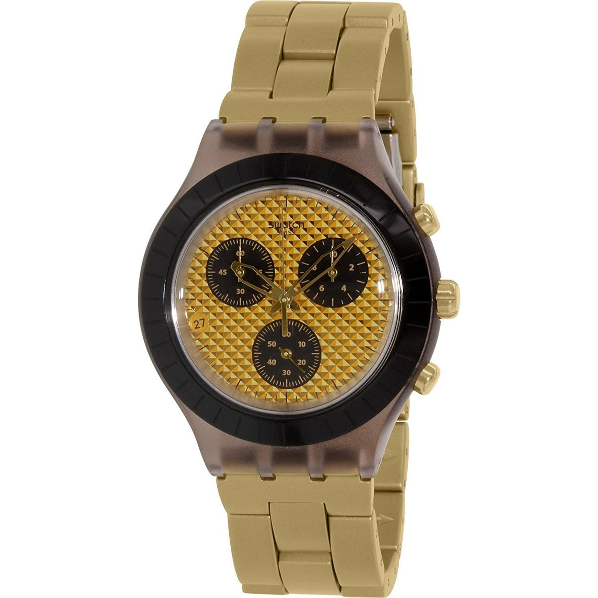 Swatch Men&#39;s SVCM4010AG Irony Desert Sands Chronograph Gold-Tone Aluminium Watch