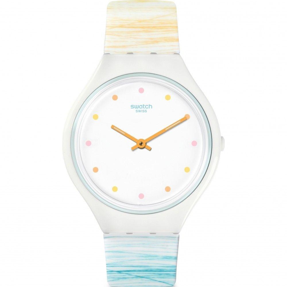 Swatch Women&#39;s SVOW103 Skinesquisse White Silicone Watch
