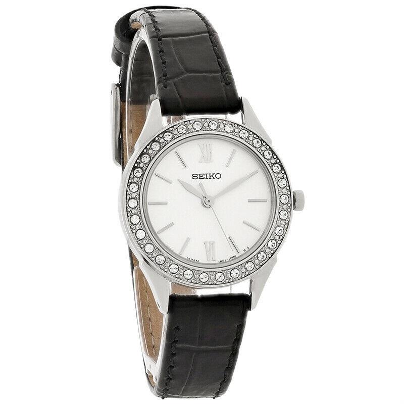 Seiko Women's SXGP31 Seiko Quartz Black Leather Watch