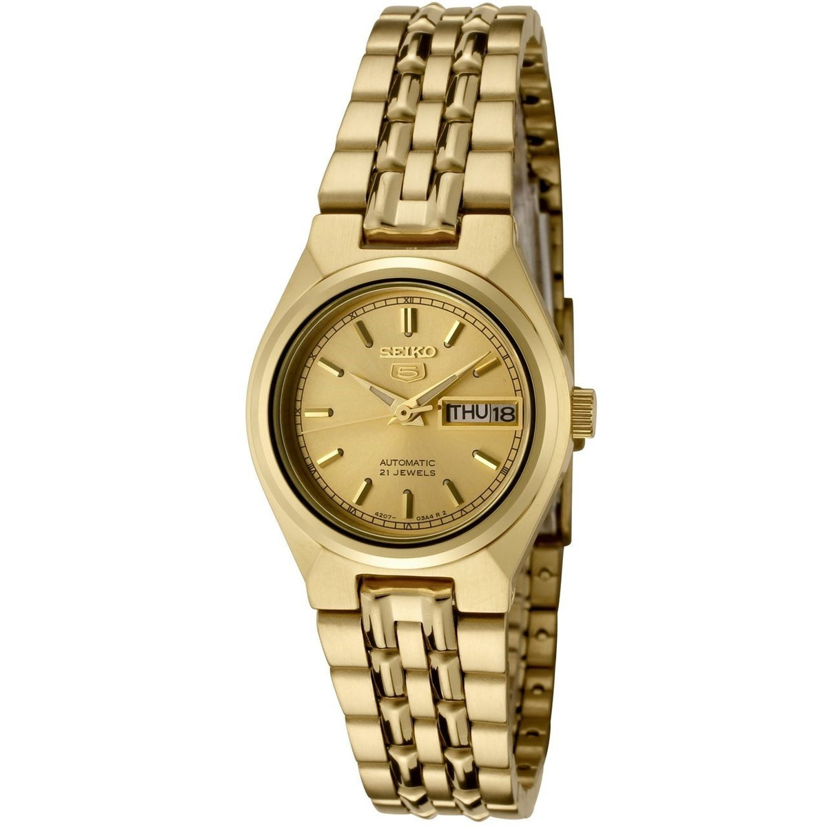 Seiko Women&#39;s SYMA04 Seiko 5 Gold-Tone Stainless Steel Watch