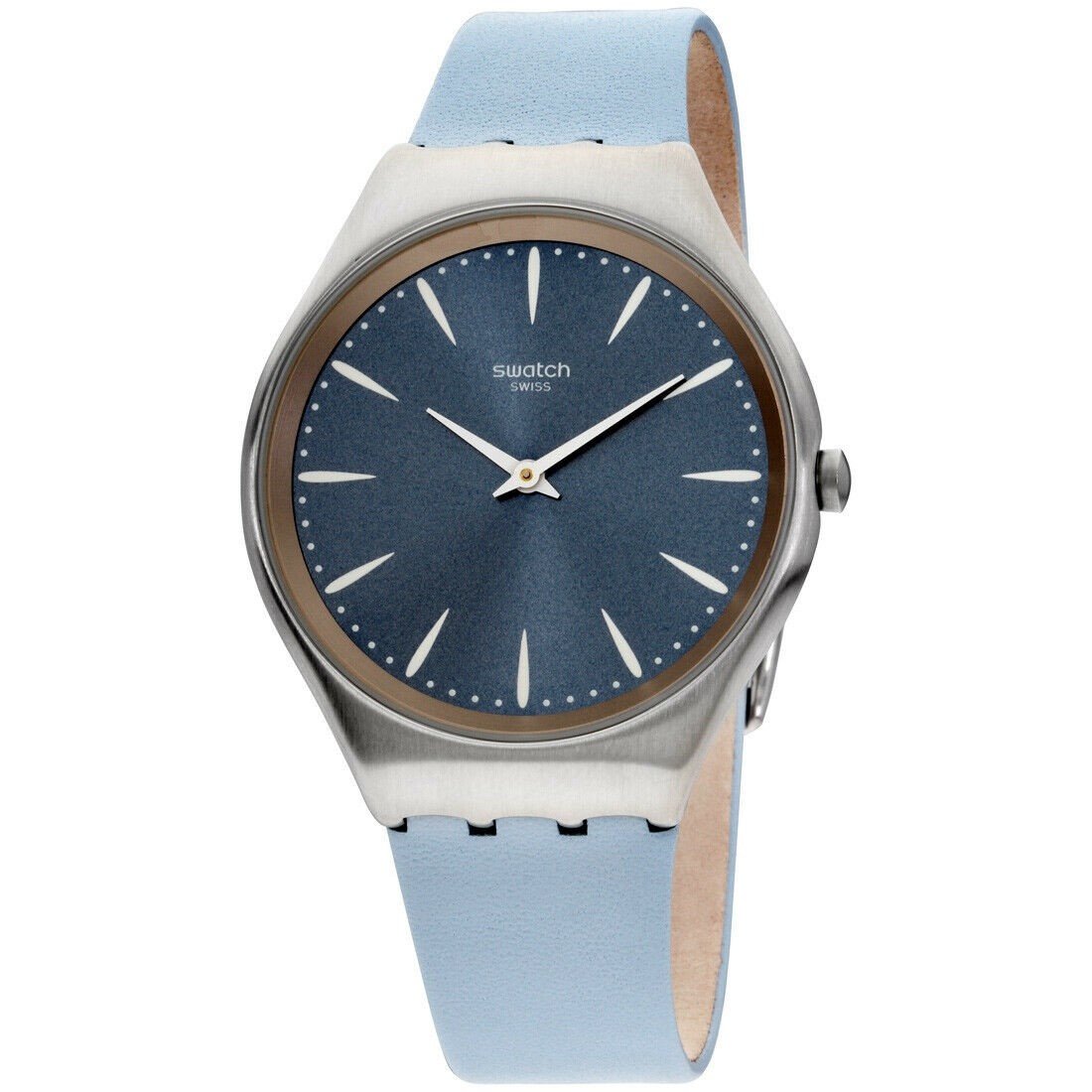 Swatch Unisex SYXS118 Skindream Blue Leather Watch