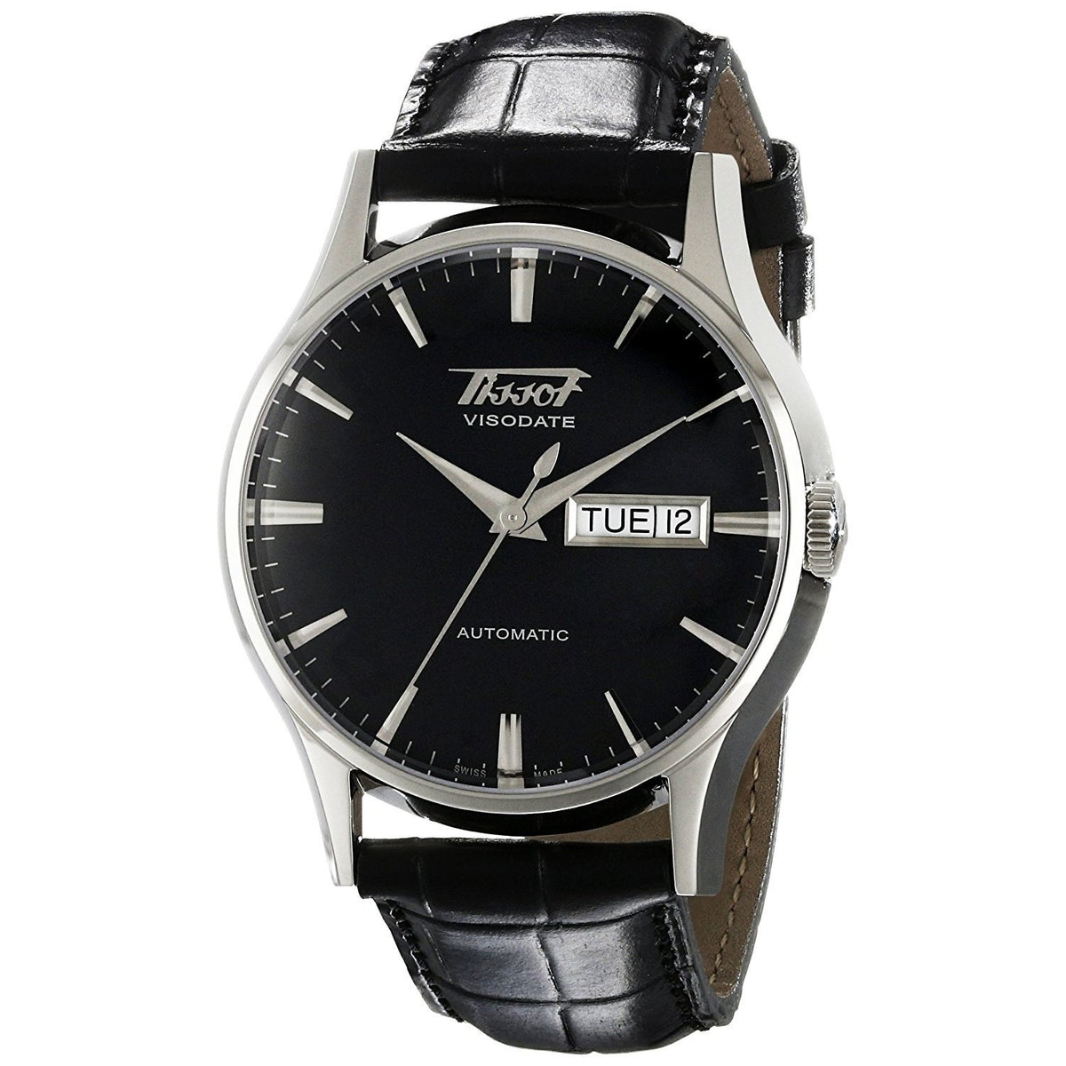 Tissot Men&#39;s T0194301605101 Visodate Automatic Black Leather Watch