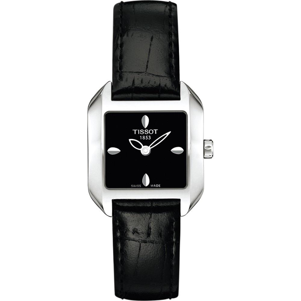 Tissot Women&#39;s T02122551 T-Wave Black Leather Watch