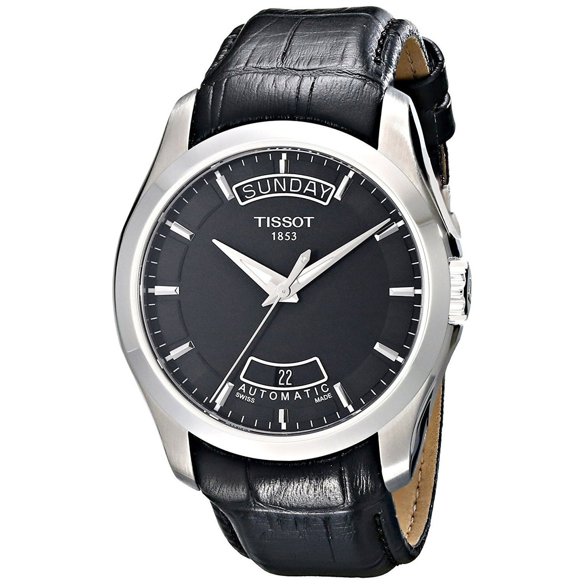 Tissot Men&#39;s T0354071605100 Couturier Automatic Black Leather Watch