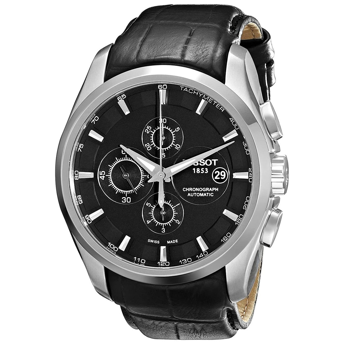 Tissot Men&#39;s T0356271605100 Couturier Chronograph Automatic Black Leather Watch