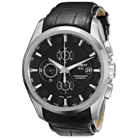 Tissot Men's T0356271605100 Couturier Chronograph Automatic Black Leather Watch